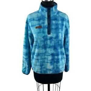 Obermeyer Blue Boulder Fleece Tie Dye Mock Neck Snap-Up Pullover Size X-Large XL